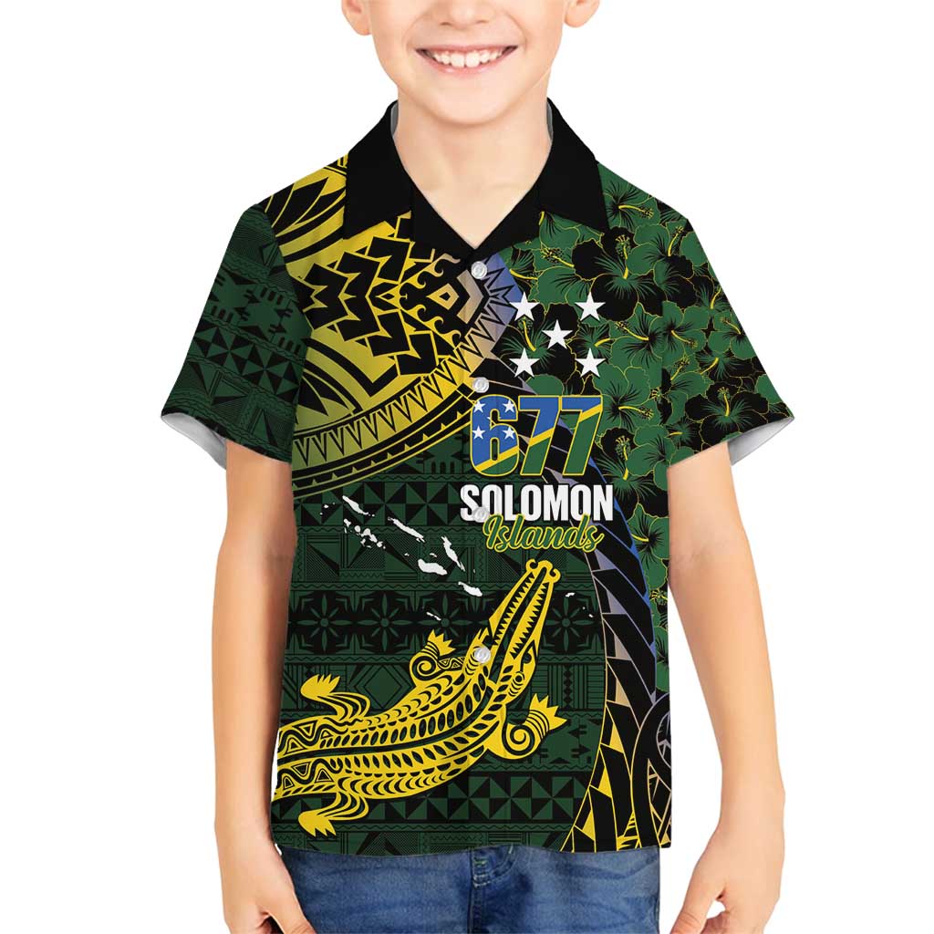 Solomon Islands Family Matching Tank Maxi Dress and Hawaiian Shirt 677 Proud Crocodile Melanesian Pattern LT14 Son's Shirt Black - Polynesian Pride