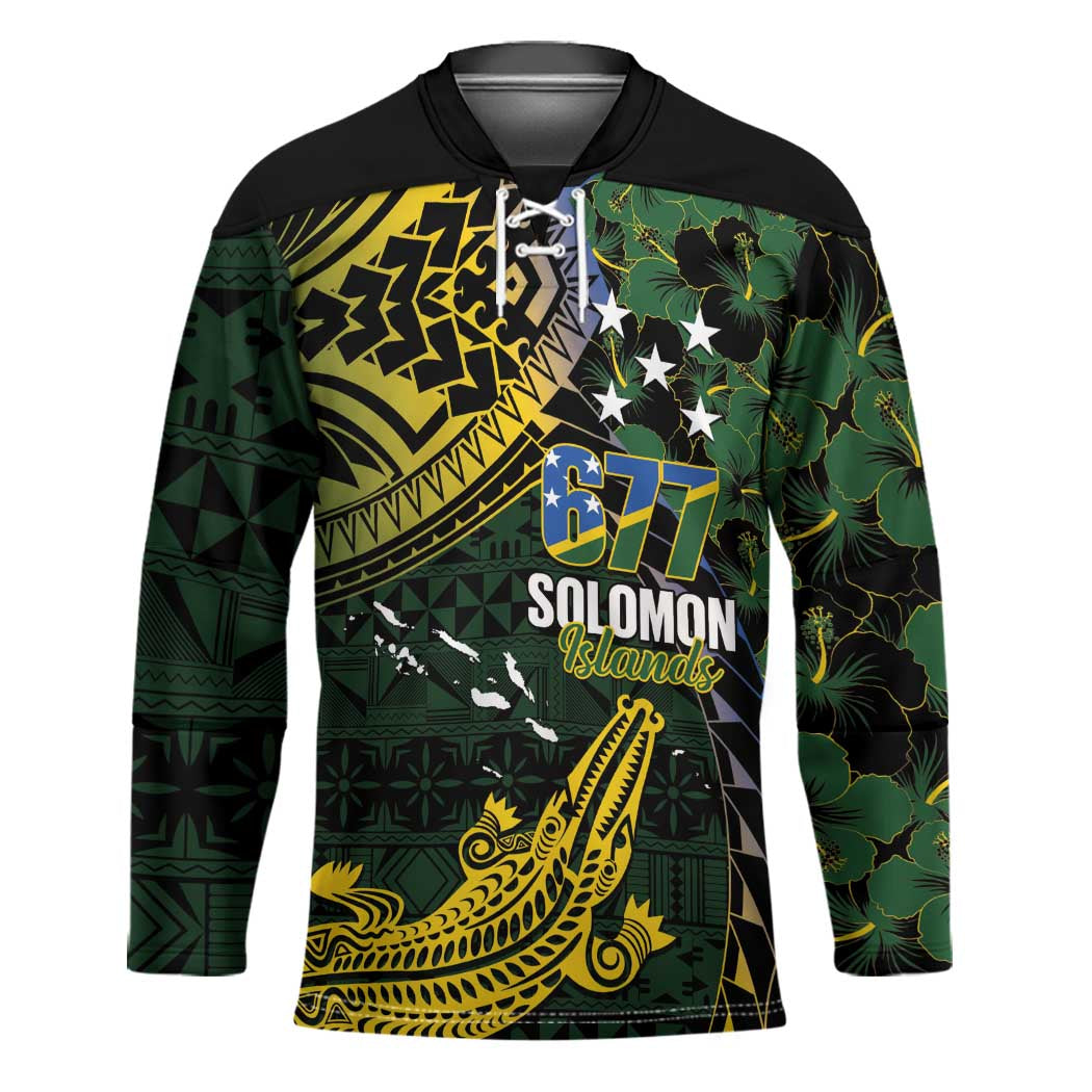 Solomon Islands Hockey Jersey 677 Proud Crocodile Melanesian Pattern - Polynesian Pride