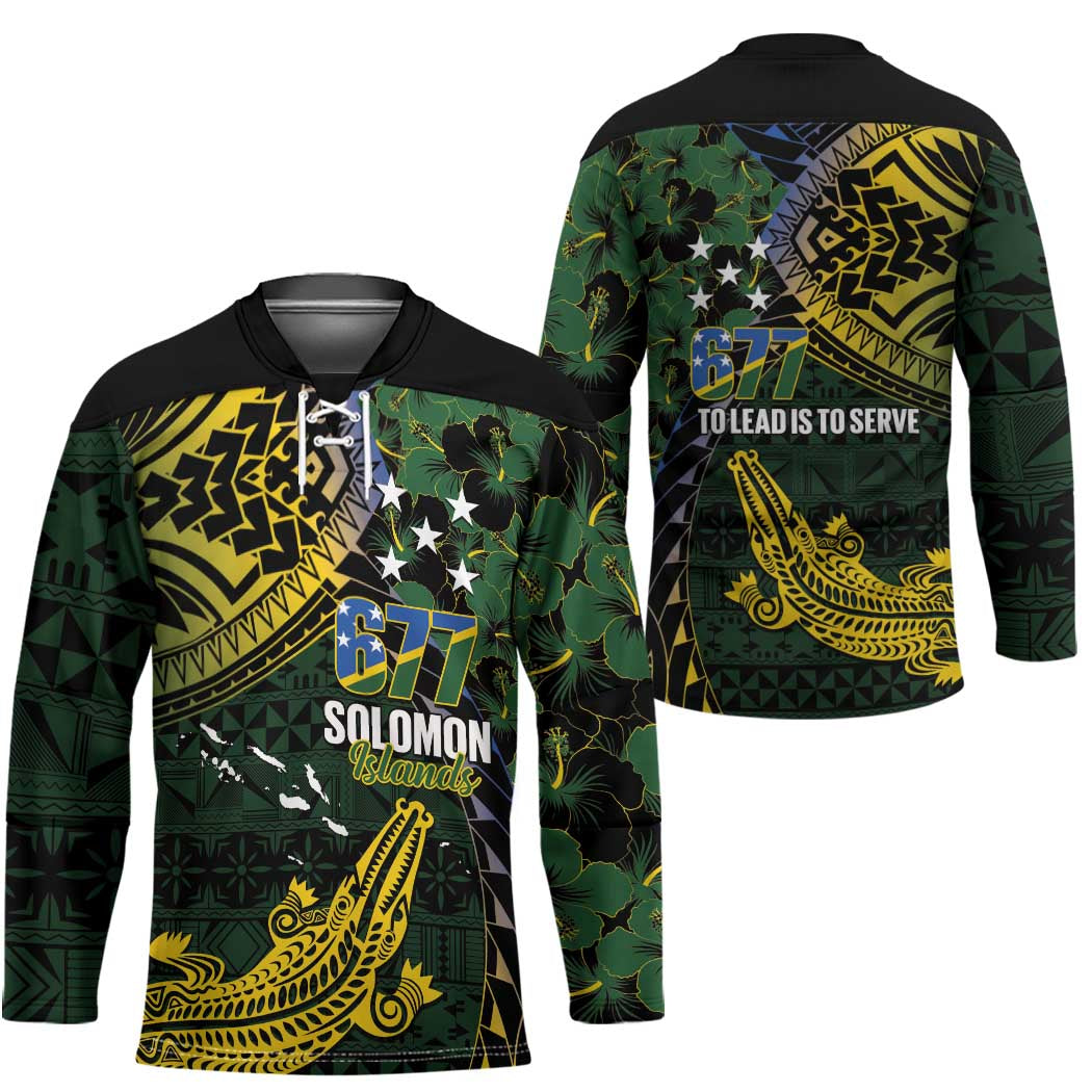 Solomon Islands Hockey Jersey 677 Proud Crocodile Melanesian Pattern - Polynesian Pride