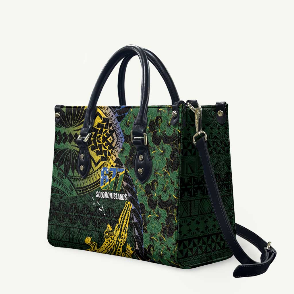 Solomon Islands Leather Bag 677 Proud Crocodile Melanesian Pattern - Polynesian Pride