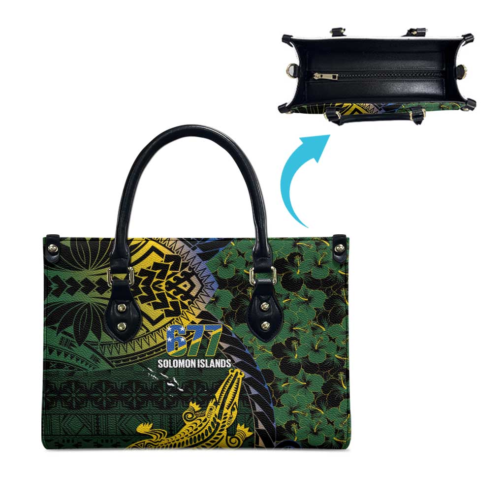 Solomon Islands Leather Bag 677 Proud Crocodile Melanesian Pattern - Polynesian Pride