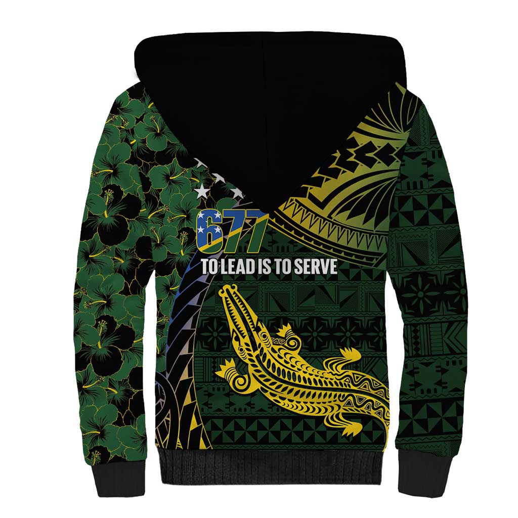 Solomon Islands Sherpa Hoodie 677 Proud Crocodile Melanesian Pattern LT14 - Polynesian Pride