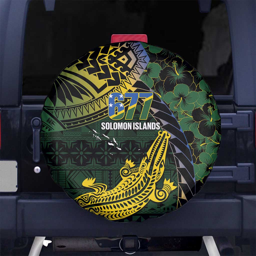 Solomon Islands Spare Tire Cover 677 Proud Crocodile Melanesian Pattern LT14 No hole Black - Polynesian Pride