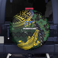 Solomon Islands Spare Tire Cover 677 Proud Crocodile Melanesian Pattern LT14 No hole Black - Polynesian Pride