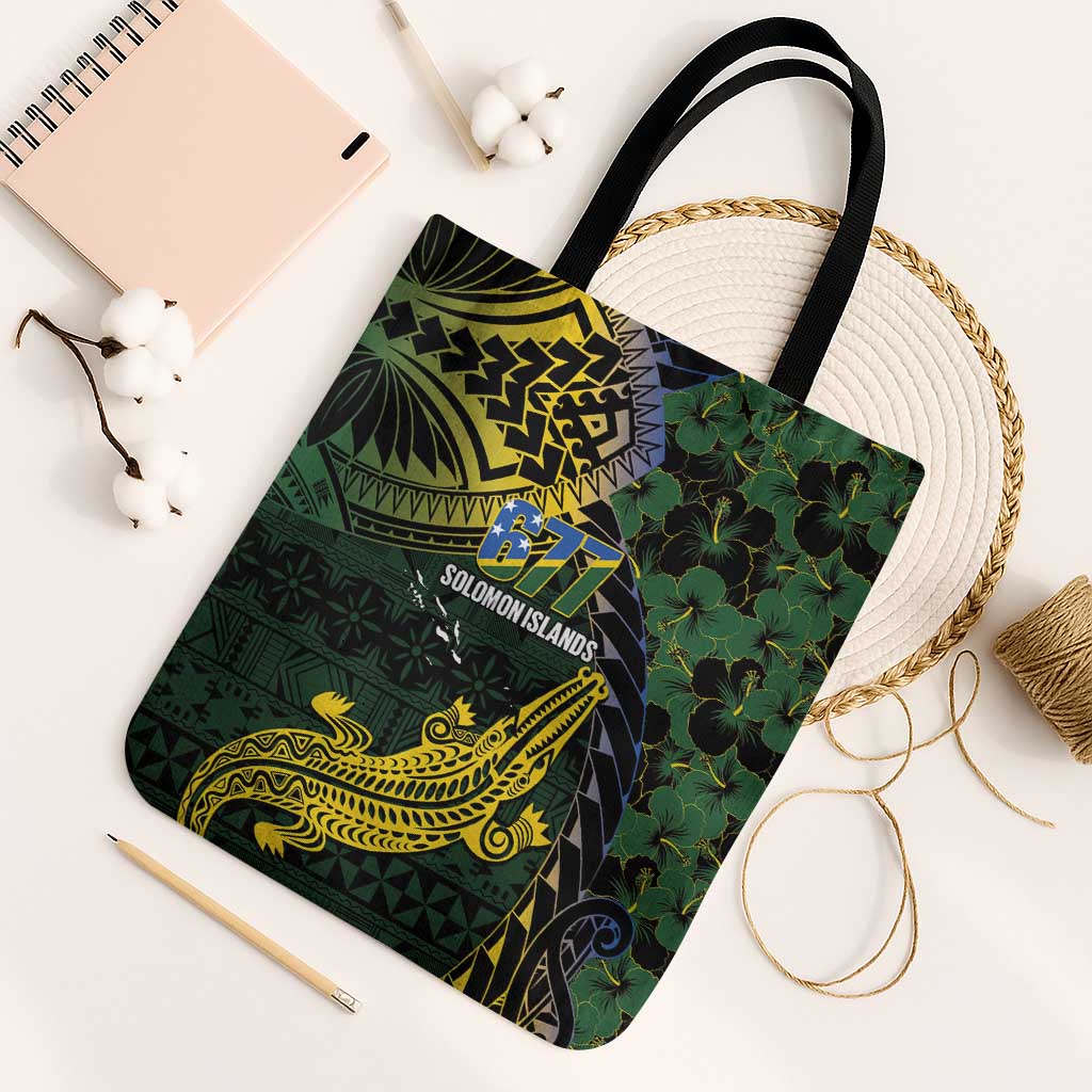 Solomon Islands Tote Bag 677 Proud Crocodile Melanesian Pattern - Polynesian Pride