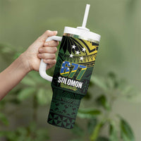 Solomon Islands Tumbler With Handle 677 Proud Crocodile Melanesian Pattern - Polynesian Pride