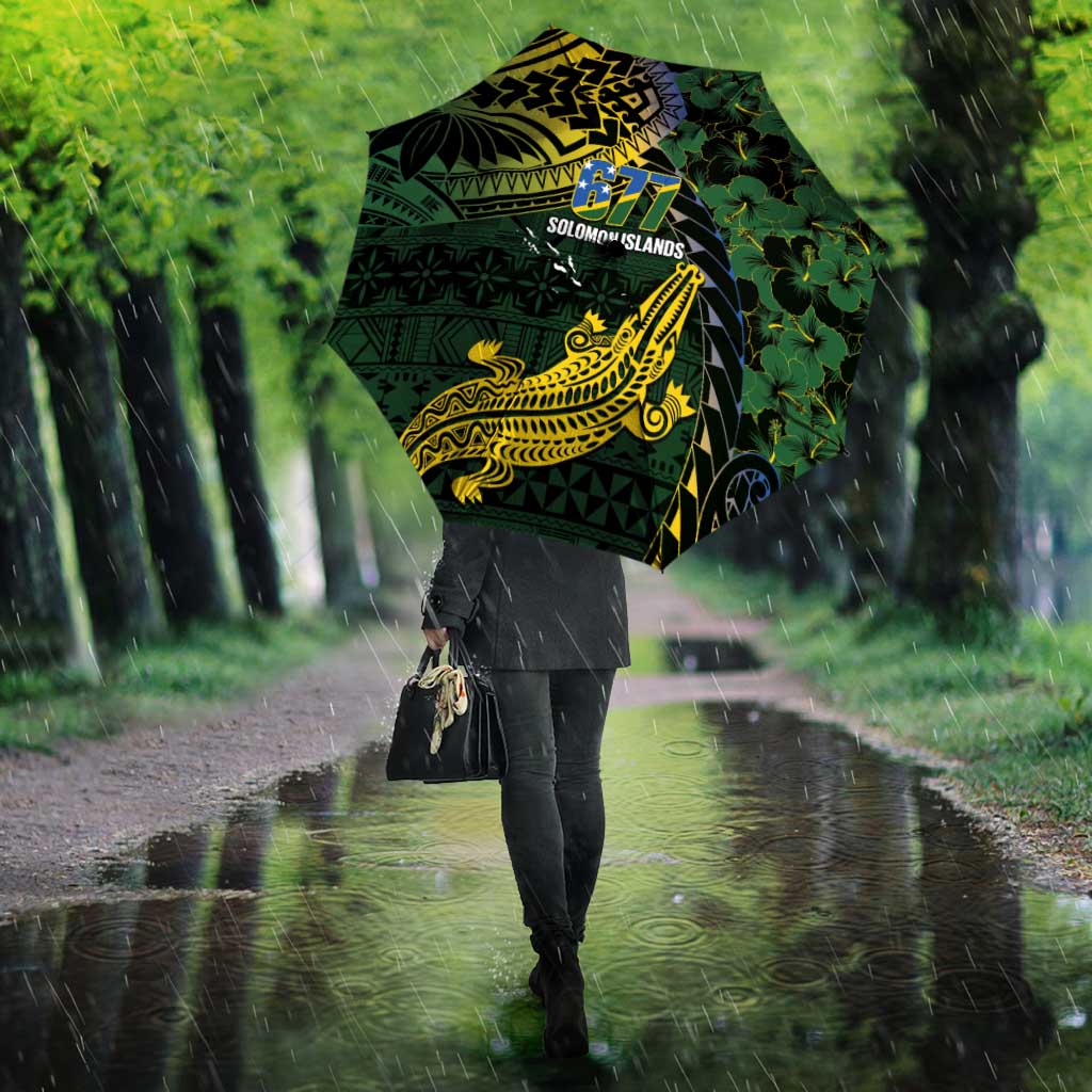 Solomon Islands Umbrella 677 Proud Crocodile Melanesian Pattern - Polynesian Pride