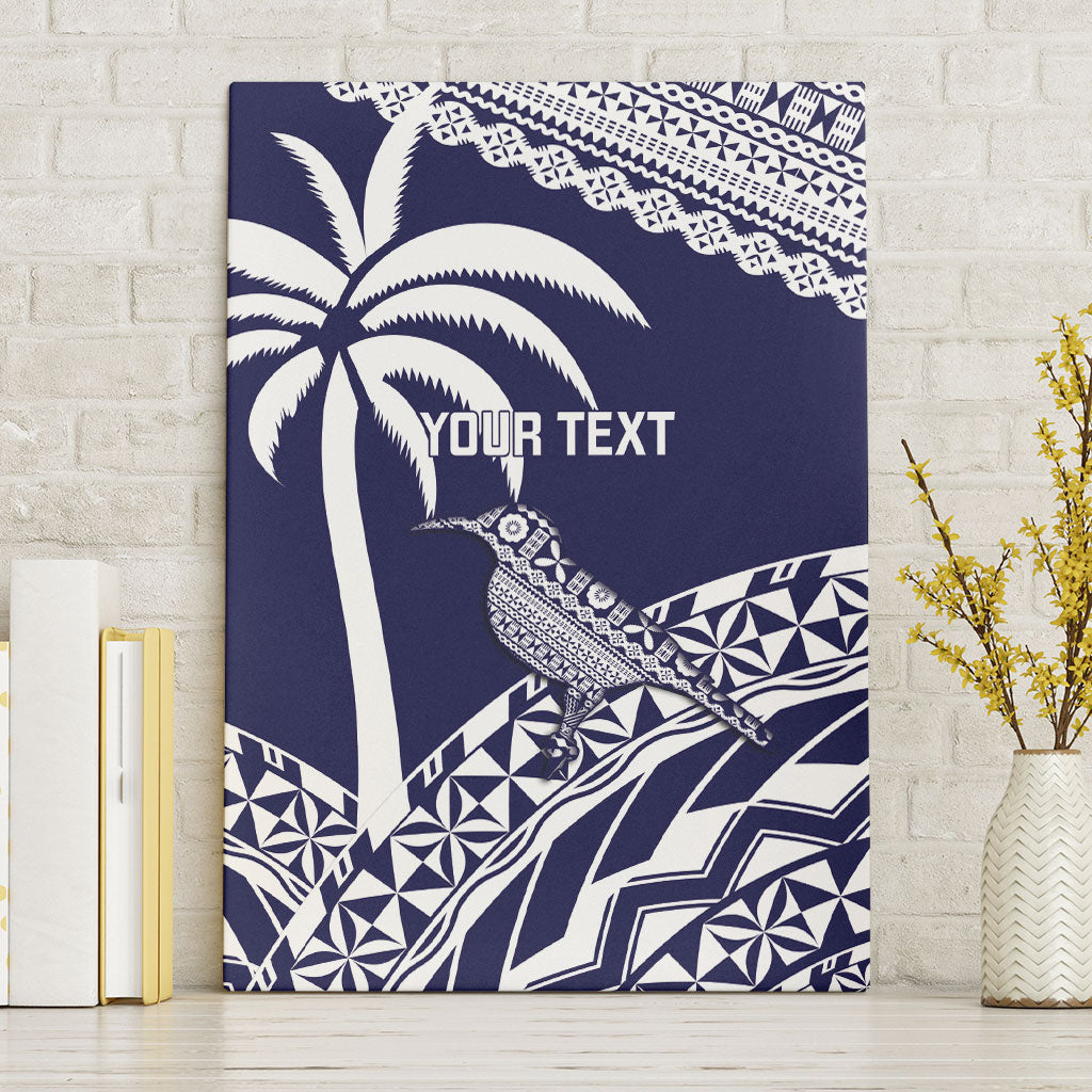Nadi Fiji 2026 Rugby Custom Canvas Wall Art Kikau Fijian Tapa Pattern LT14 Without Frame Navy Blue - Polynesian Pride