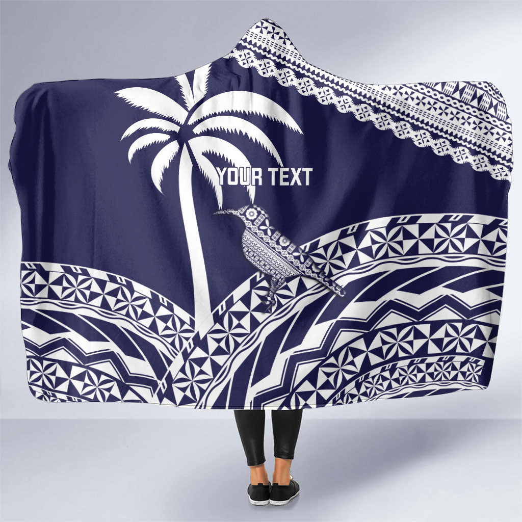 Nadi Fiji 2026 Rugby Custom Hooded Blanket Kikau Fijian Tapa Pattern LT14 One Size Navy Blue - Polynesian Pride