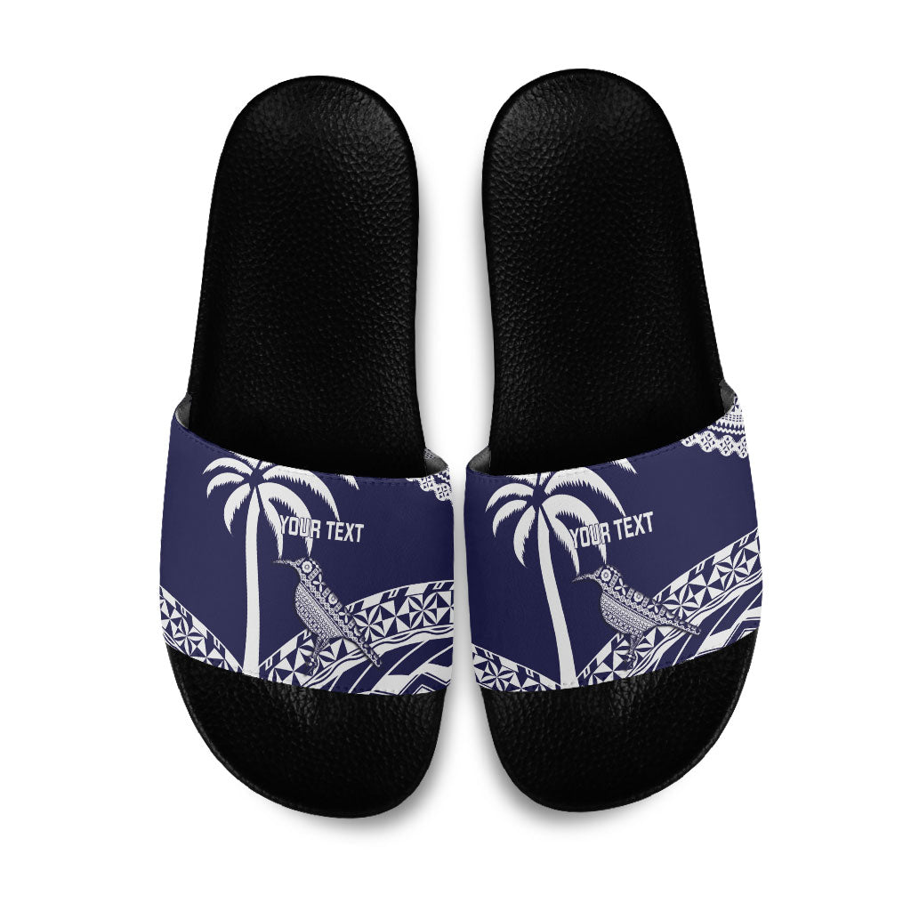 Nadi Fiji 2026 Rugby Custom Slide Sandals Kikau Fijian Tapa Pattern LT14 Navy Blue - Polynesian Pride