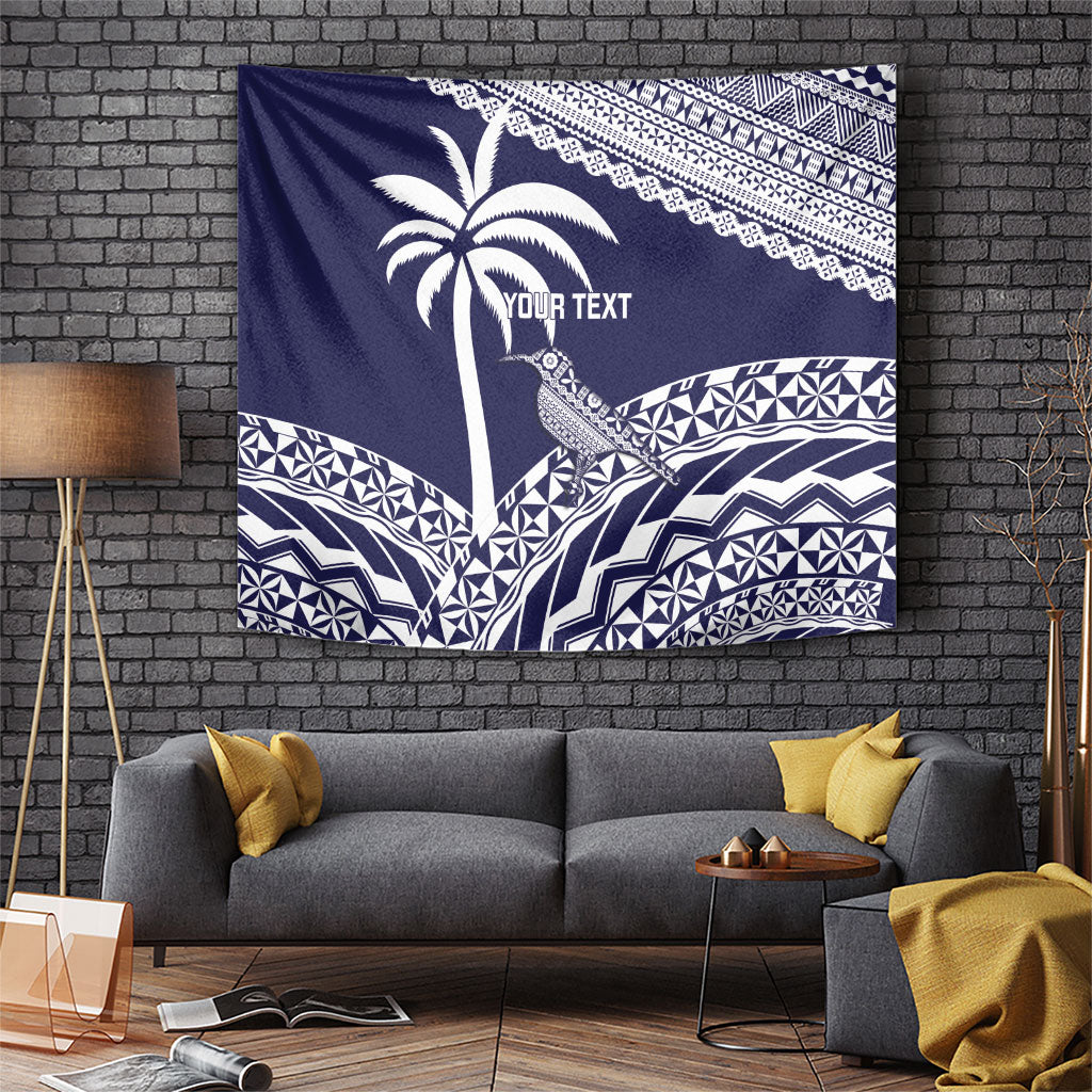 Nadi Fiji 2026 Rugby Custom Tapestry Kikau Fijian Tapa Pattern LT14 Navy Blue - Polynesian Pride