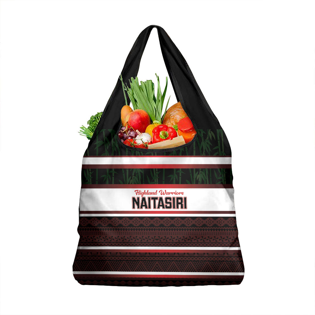 Naitasiri Fiji 2026 Rugby Grocery Bag Highland Warriors Fijian Tapa Pattern LT14 1-pack One Size Black - Polynesian Pride