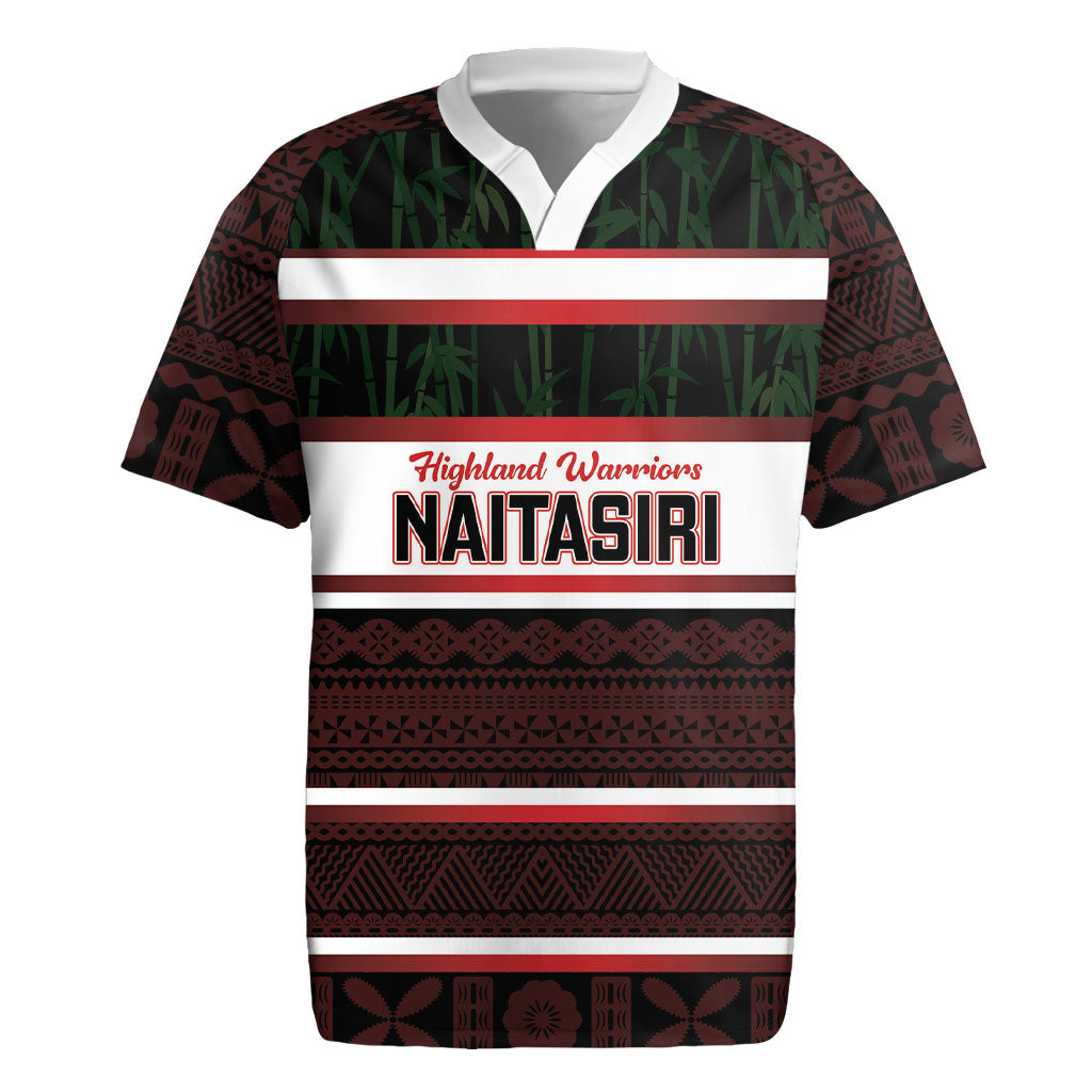 Naitasiri Fiji 2026 Rugby Custom Rugby Jersey Highland Warriors Fijian Tapa Pattern LT14 Black - Polynesian Pride
