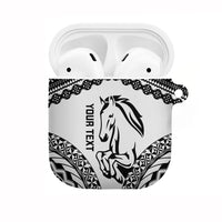 Nadroga Fiji 2026 Rugby Custom AirPods Case Stallion Fijian Tapa Pattern LT14 White - Polynesian Pride