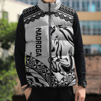 Nadroga Fiji 2026 Rugby Custom Sleeveless Puffer Jacket Stallion Fijian Tapa Pattern LT14 - Polynesian Pride