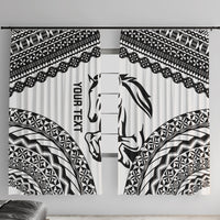 Nadroga Fiji 2026 Rugby Custom Window Curtain Stallion Fijian Tapa Pattern LT14 With Hooks White - Polynesian Pride
