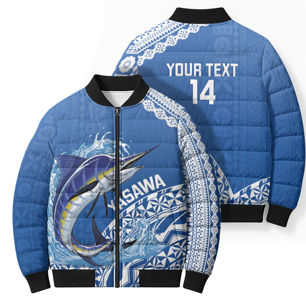 Yasawa Fiji 2026 Rugby Custom Bomber Puffer Jacket Marlin Fijian Tapa Pattern LT14 - Polynesian Pride
