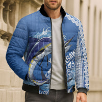 Yasawa Fiji 2026 Rugby Custom Bomber Puffer Jacket Marlin Fijian Tapa Pattern LT14 - Polynesian Pride