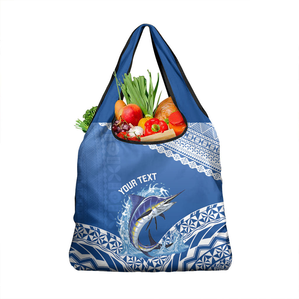 Yasawa Fiji 2026 Rugby Custom Grocery Bag Marlin Fijian Tapa Pattern LT14 1-pack One Size Blue - Polynesian Pride