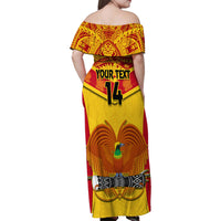 Custom Papua New Guinea Rugby Family Matching Off Shoulder Maxi Dress and Hawaiian Shirt 2023 Go Kumuls Pacific Dynamic Style LT14 - Polynesian Pride