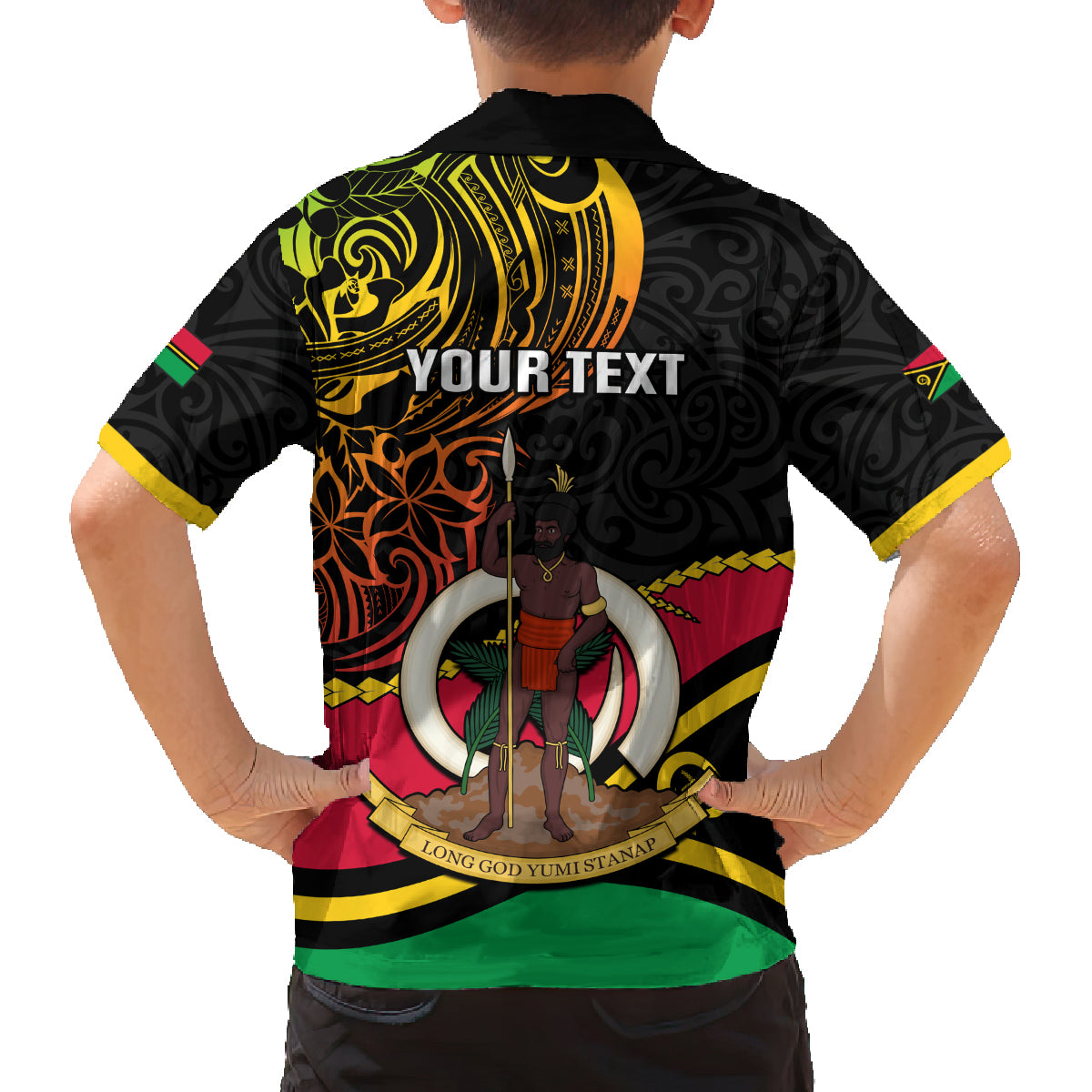 Personalised Vanuatu Unity Day Family Matching Off Shoulder Maxi Dress and Hawaiian Shirt 29 November Coat Of Arms With Flag Style LT14 - Polynesian Pride