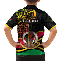 Personalised Vanuatu Unity Day Family Matching Puletasi Dress and Hawaiian Shirt 29 November Coat Of Arms With Flag Style LT14 - Polynesian Pride