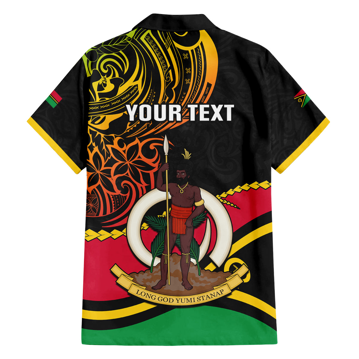 Personalised Vanuatu Unity Day Family Matching Summer Maxi Dress and Hawaiian Shirt 29 November Coat Of Arms With Flag Style LT14 - Polynesian Pride