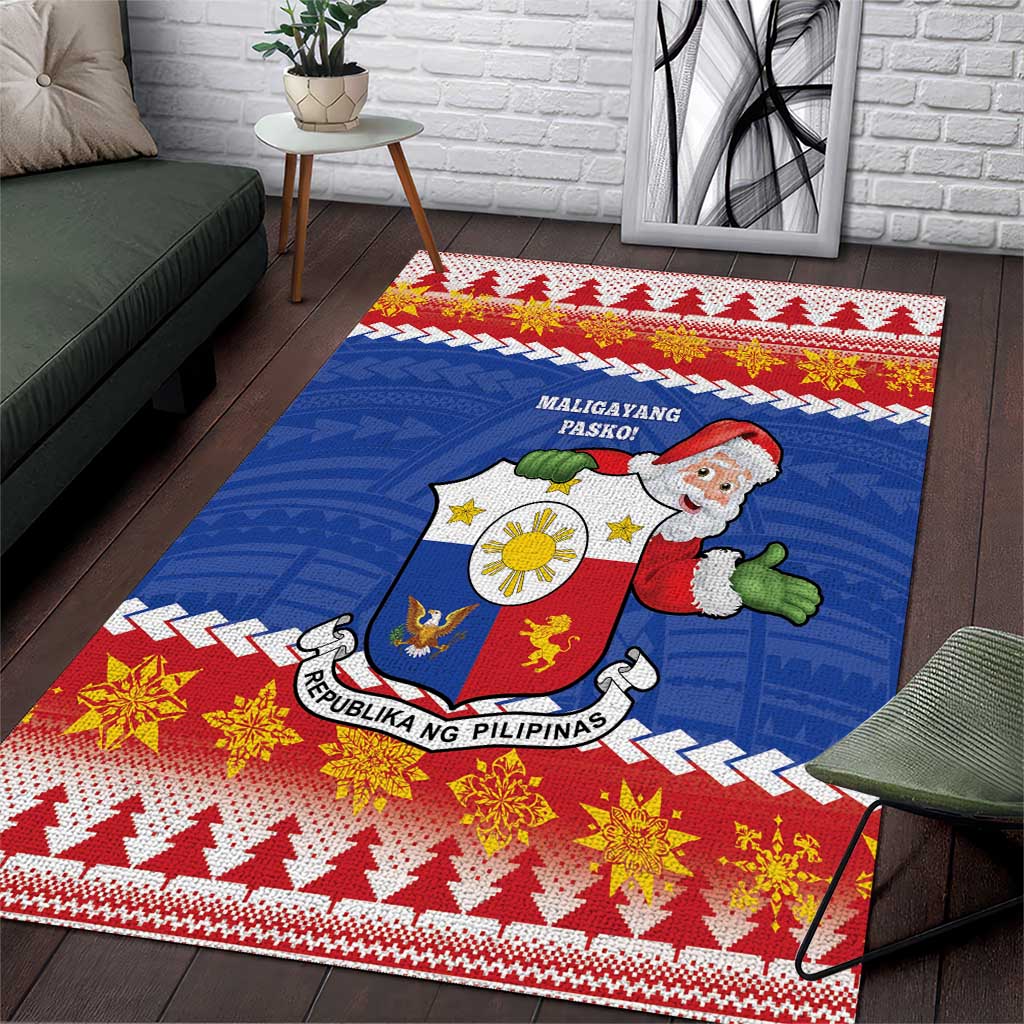 The Philippines Christmas Area Rug Pilipinas Parol - Maligayang Pasko! LT14 Blue - Polynesian Pride