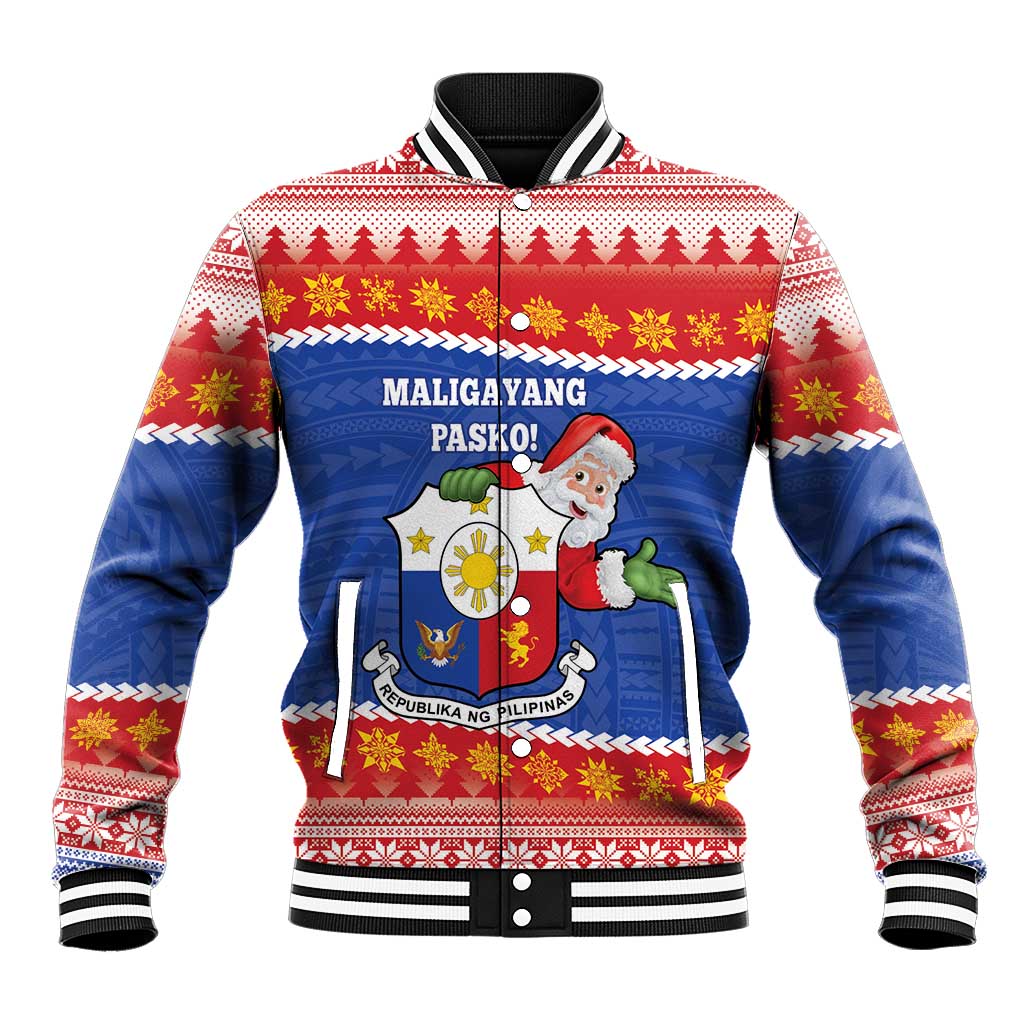 Personalized The Philippines Christmas Baseball Jacket Pilipinas Parol - Maligayang Pasko! LT14 Unisex Blue - Polynesian Pride
