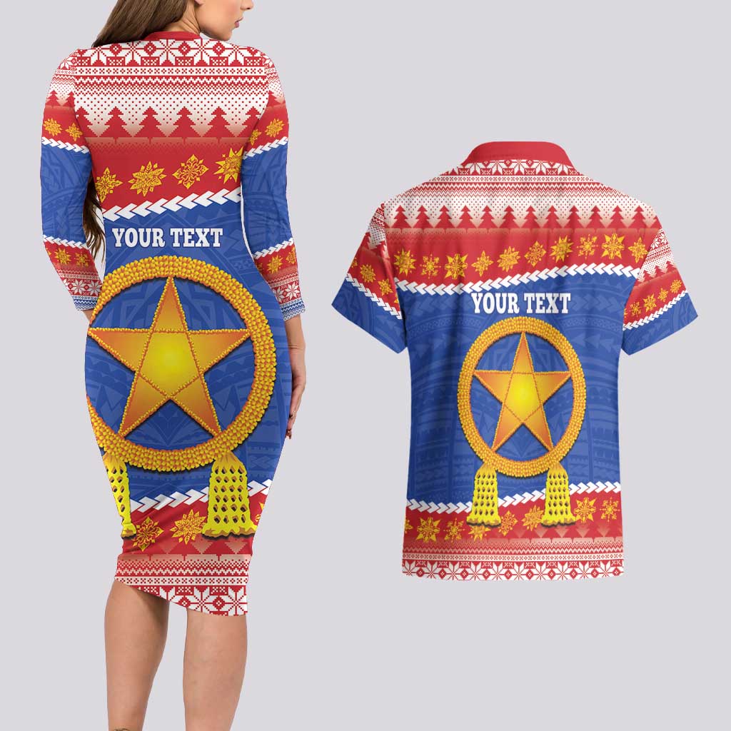 Personalized The Philippines Christmas Couples Matching Long Sleeve Bodycon Dress and Hawaiian Shirt Pilipinas Parol - Maligayang Pasko! LT14 - Polynesian Pride