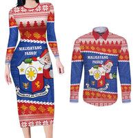Personalized The Philippines Christmas Couples Matching Long Sleeve Bodycon Dress and Long Sleeve Button Shirt Pilipinas Parol - Maligayang Pasko! LT14 Blue - Polynesian Pride