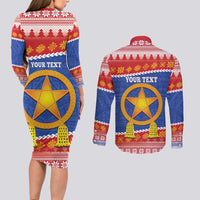 Personalized The Philippines Christmas Couples Matching Long Sleeve Bodycon Dress and Long Sleeve Button Shirt Pilipinas Parol - Maligayang Pasko! LT14 - Polynesian Pride