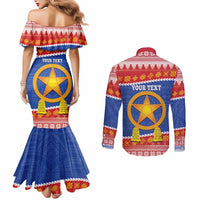 Personalized The Philippines Christmas Couples Matching Mermaid Dress and Long Sleeve Button Shirt Pilipinas Parol - Maligayang Pasko! LT14 - Polynesian Pride