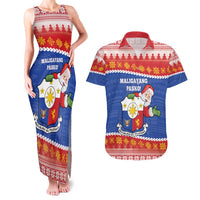 Personalized The Philippines Christmas Couples Matching Tank Maxi Dress and Hawaiian Shirt Pilipinas Parol - Maligayang Pasko! LT14 Blue - Polynesian Pride