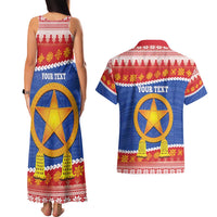 Personalized The Philippines Christmas Couples Matching Tank Maxi Dress and Hawaiian Shirt Pilipinas Parol - Maligayang Pasko! LT14 - Polynesian Pride