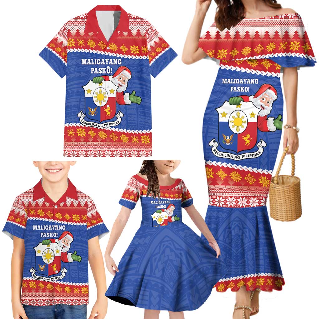 Personalized The Philippines Christmas Family Matching Mermaid Dress and Hawaiian Shirt Pilipinas Parol - Maligayang Pasko! LT14 - Polynesian Pride