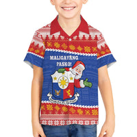 Personalized The Philippines Christmas Family Matching Off The Shoulder Long Sleeve Dress and Hawaiian Shirt Pilipinas Parol - Maligayang Pasko! LT14 Son's Shirt Blue - Polynesian Pride
