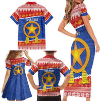 Personalized The Philippines Christmas Family Matching Short Sleeve Bodycon Dress and Hawaiian Shirt Pilipinas Parol - Maligayang Pasko! LT14 - Polynesian Pride