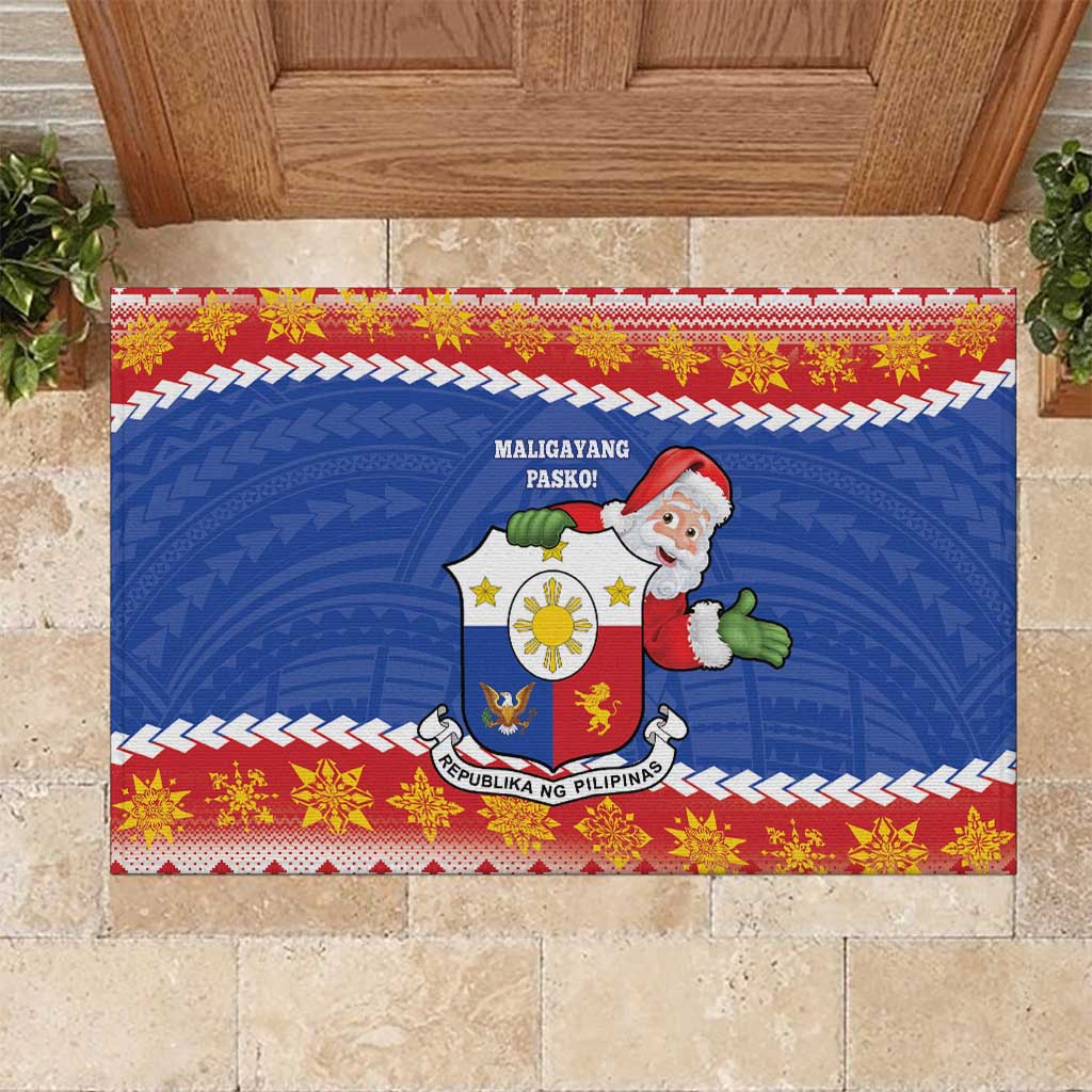 The Philippines Christmas Rubber Doormat Pilipinas Parol - Maligayang Pasko! LT14 Blue - Polynesian Pride