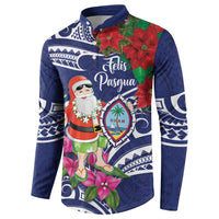 Guam Christmas Button Sweatshirt Poinsettia With Bougainvillea - Felis Pasgua! LT14 - Polynesian Pride
