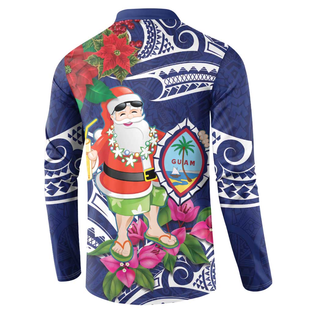 Guam Christmas Button Sweatshirt Poinsettia With Bougainvillea - Felis Pasgua! LT14 - Polynesian Pride