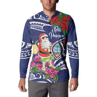 Guam Christmas Button Sweatshirt Poinsettia With Bougainvillea - Felis Pasgua! LT14 - Polynesian Pride