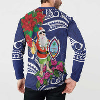 Guam Christmas Button Sweatshirt Poinsettia With Bougainvillea - Felis Pasgua! LT14 - Polynesian Pride