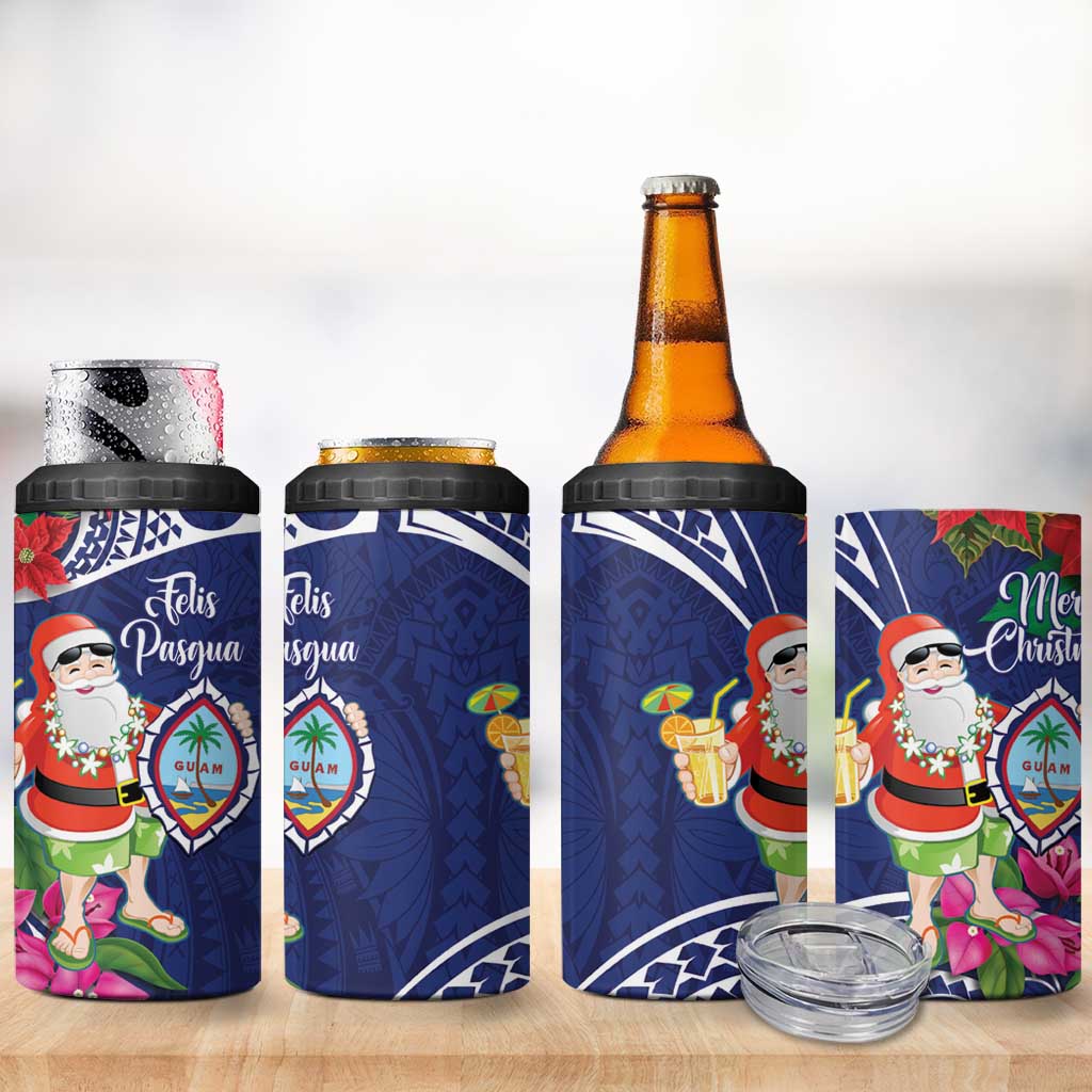 Guam Christmas 4 in 1 Can Cooler Tumbler Poinsettia With Bougainvillea - Felis Pasgua! LT14 - Polynesian Pride
