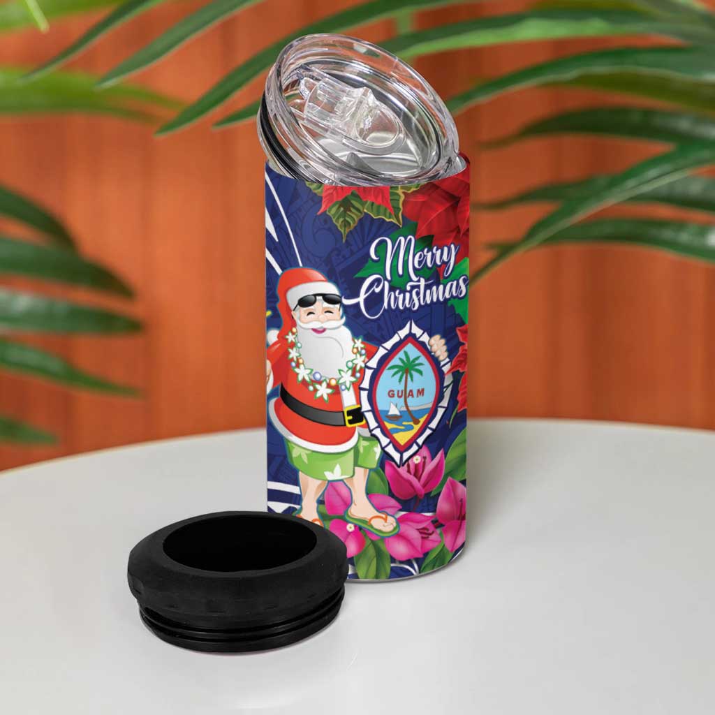Guam Christmas 4 in 1 Can Cooler Tumbler Poinsettia With Bougainvillea - Felis Pasgua! LT14 - Polynesian Pride
