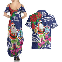 Guam Christmas Couples Matching Summer Maxi Dress and Hawaiian Shirt Poinsettia With Bougainvillea - Felis Pasgua! LT14 - Polynesian Pride