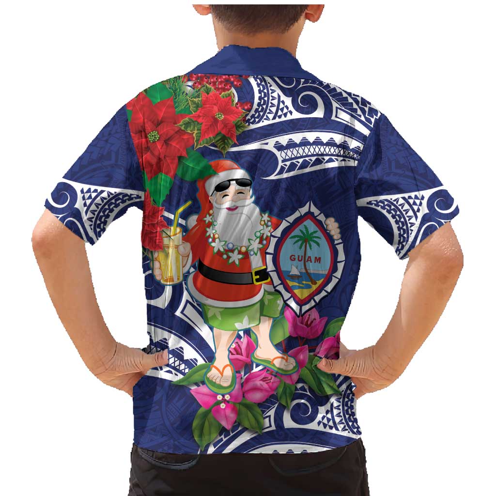 Guam Christmas Family Matching Mermaid Dress and Hawaiian Shirt Poinsettia With Bougainvillea - Felis Pasgua! LT14 - Polynesian Pride