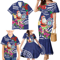 Guam Christmas Family Matching Mermaid Dress and Hawaiian Shirt Poinsettia With Bougainvillea - Felis Pasgua! LT14 - Polynesian Pride