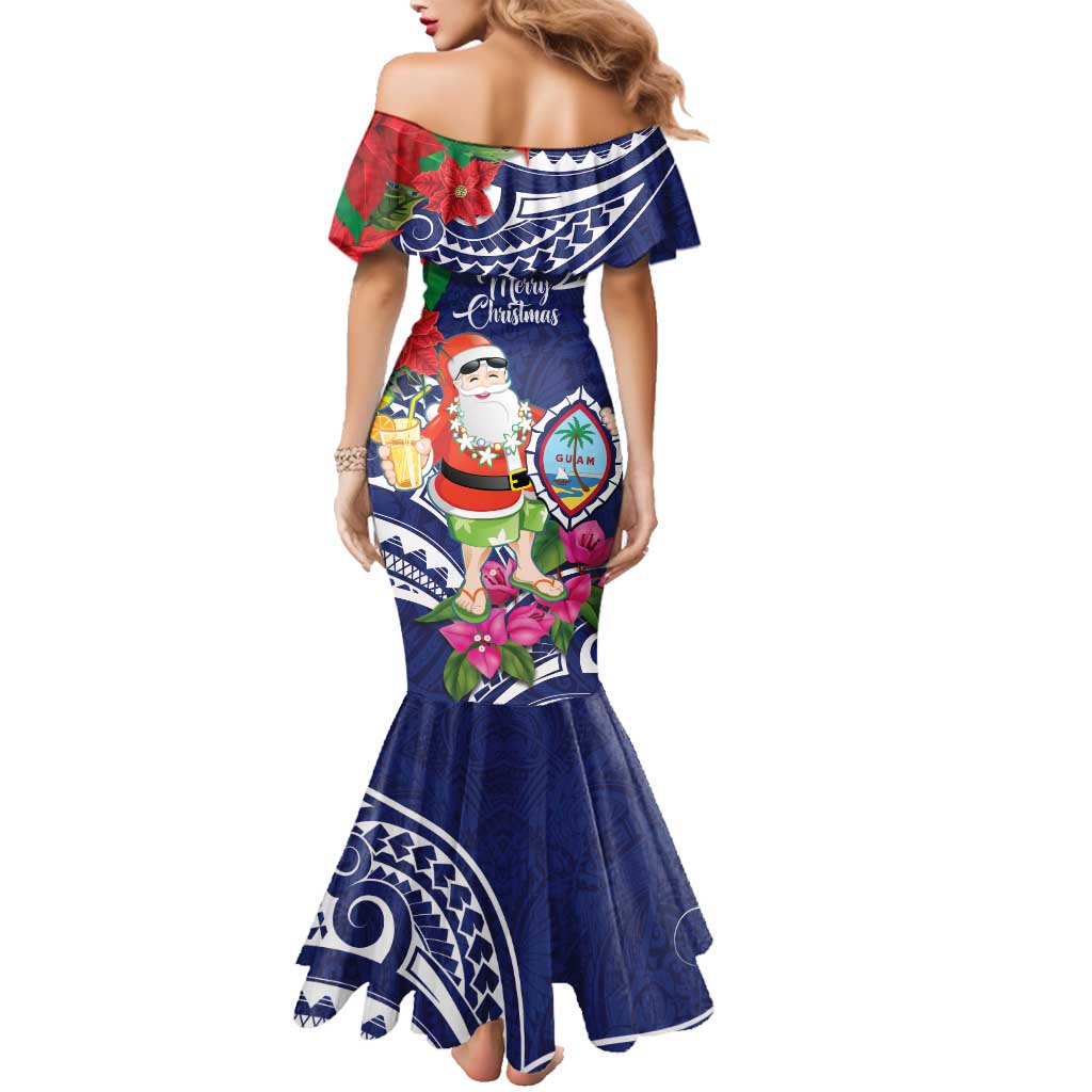 Guam Christmas Family Matching Mermaid Dress and Hawaiian Shirt Poinsettia With Bougainvillea - Felis Pasgua! LT14 - Polynesian Pride
