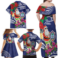 Guam Christmas Family Matching Off Shoulder Maxi Dress and Hawaiian Shirt Poinsettia With Bougainvillea - Felis Pasgua! LT14 - Polynesian Pride